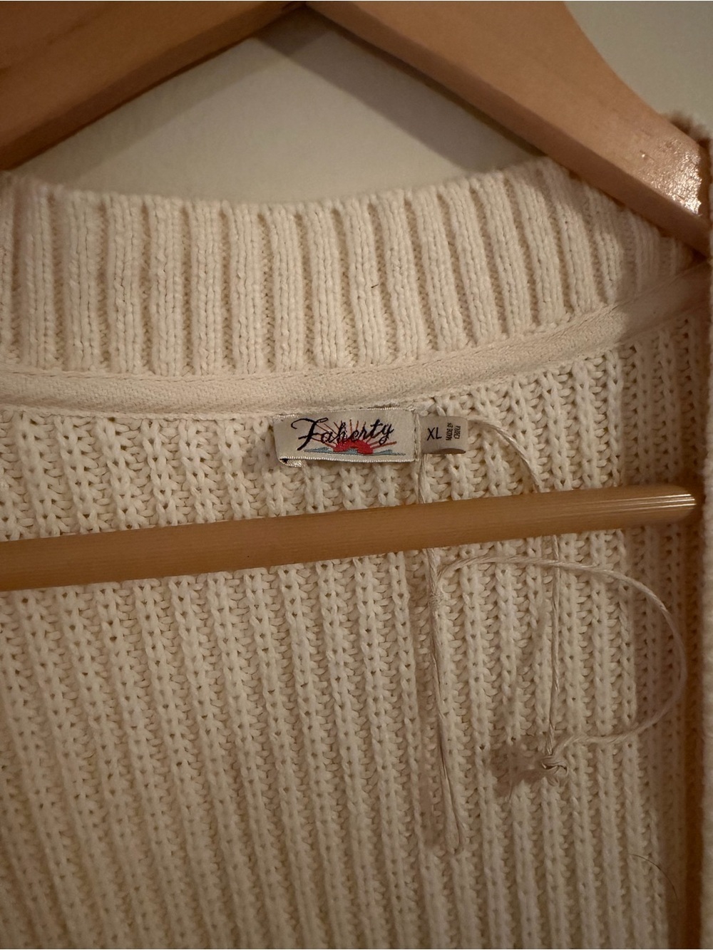 Faherty Cream Ribbed Knit Sweater - Picture 4 of 6